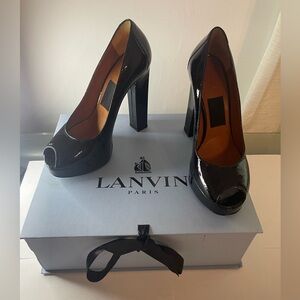 Lanvin Black Suede Platform Heels Lanvin